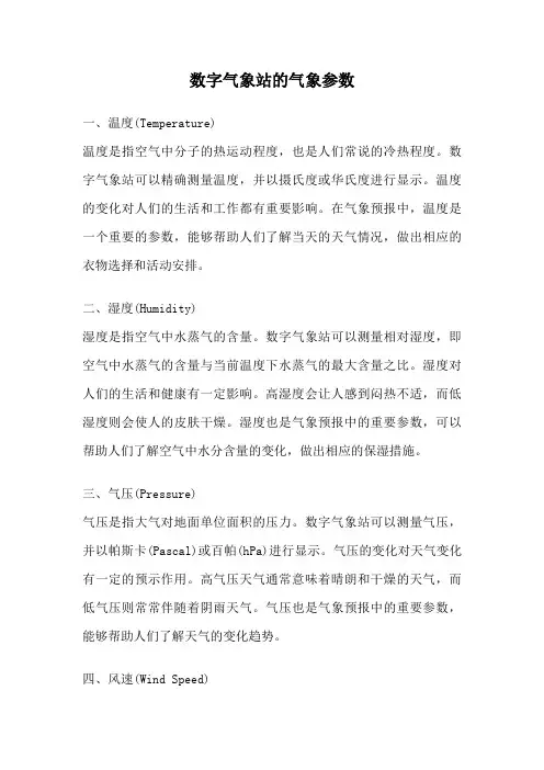 数字气象站的气象参数