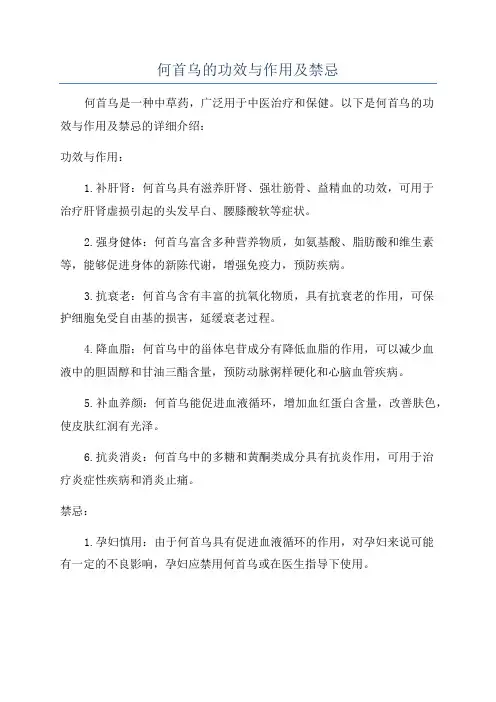 何首乌的功效与作用及禁忌