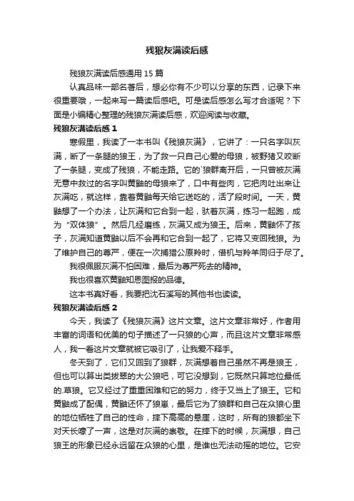 残狼灰满读后感