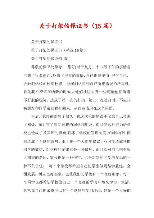 关于打架的保证书(15篇)