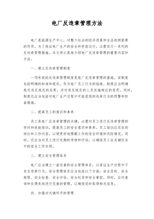 电厂反违章管理办法