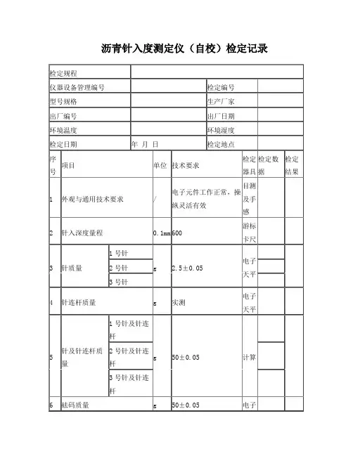 30、沥青针入度测定仪(自校)检定记录