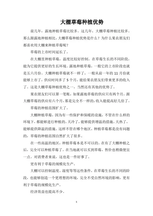 大棚草莓种植优势