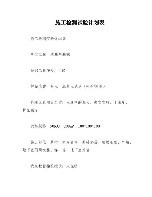 施工检测试验计划表