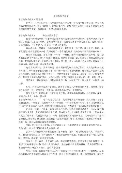 难忘的细节作文
