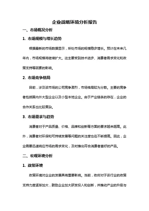 企业战略环境分析报告