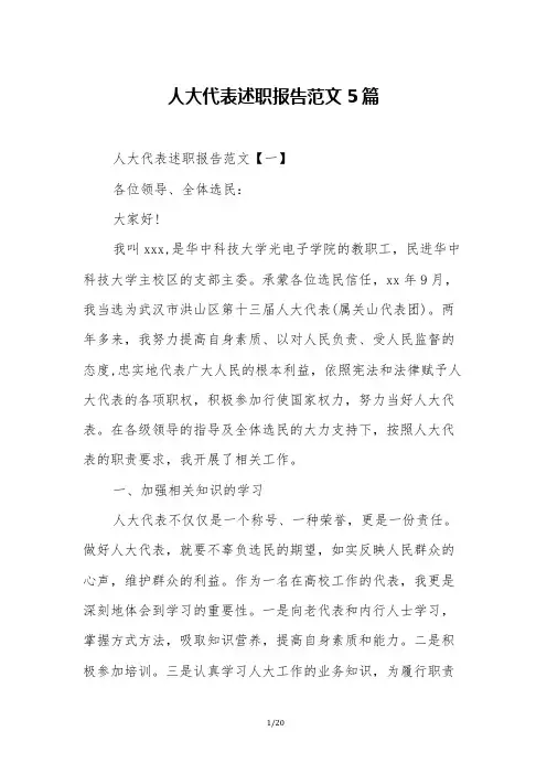 人大代表述职报告范文5篇
