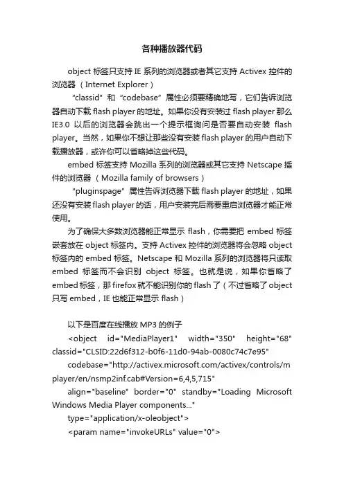 各种播放器代码