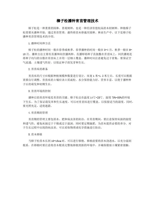 樟子松播种育苗管理技术