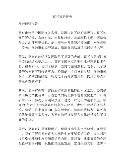 嘉兴调研报告