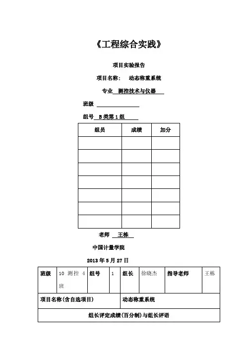 动态称重系统项目报告(计量)