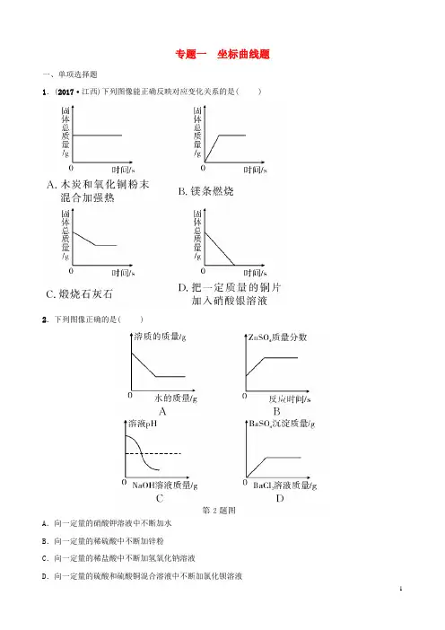 (江西专版)2019年中考化学总复习 专题分类突破 专题一 坐标曲线题训练