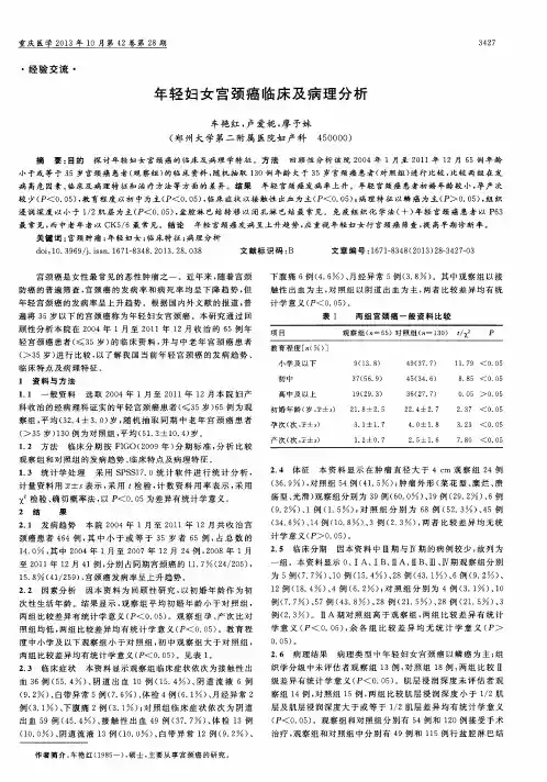 年轻妇女宫颈癌临床及病理分析