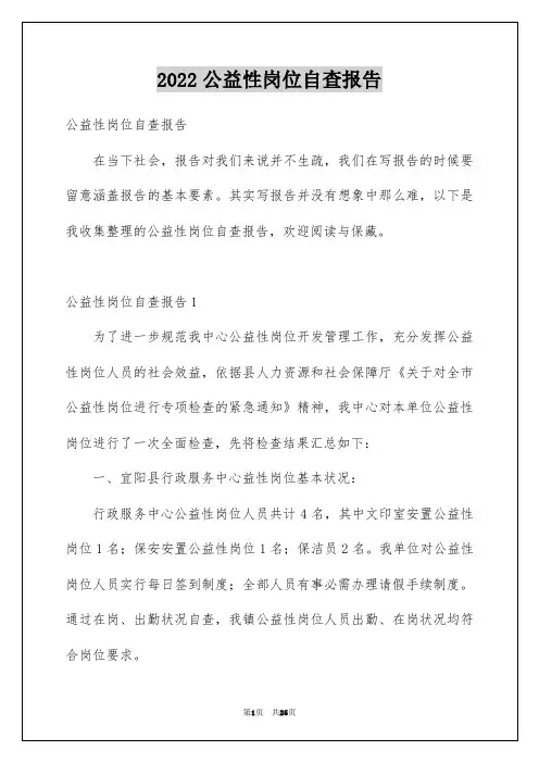 2022公益性岗位自查报告