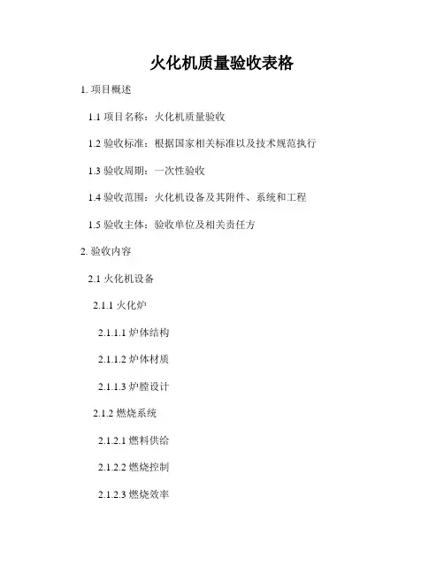 火化机质量验收表格