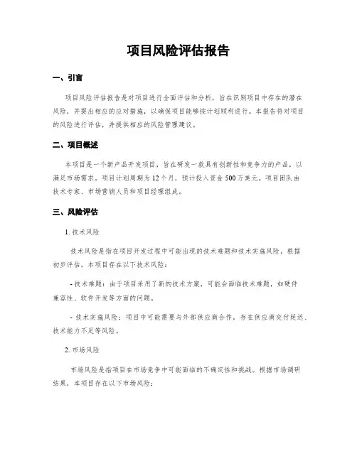 项目风险评估报告