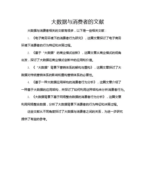 大数据与消费者的文献