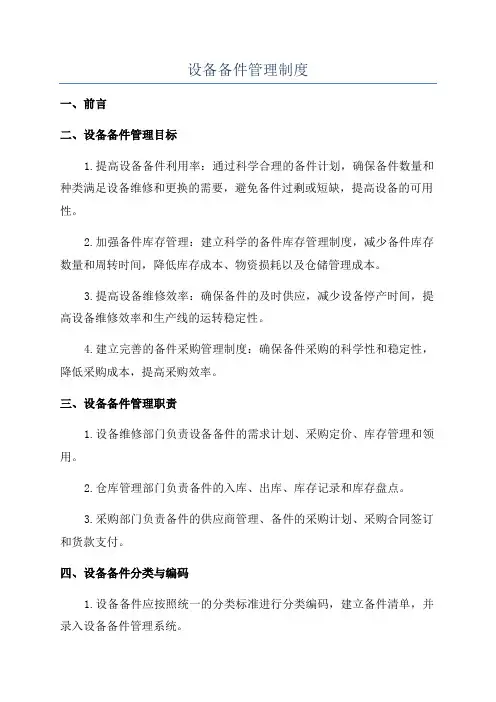 设备备件管理制度