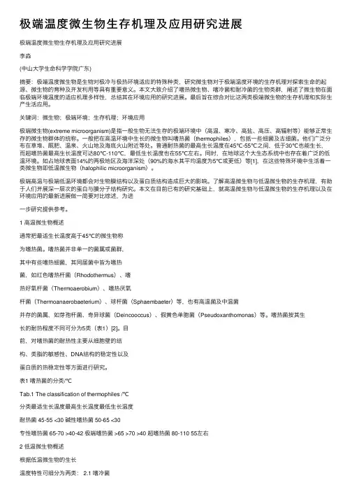 极端温度微生物生存机理及应用研究进展