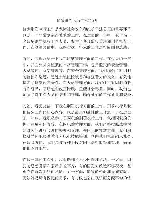 监狱刑罚执行工作总结