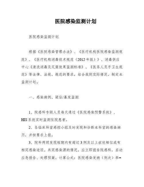 医院感染监测计划