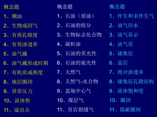 油气地质学考试复习大纲