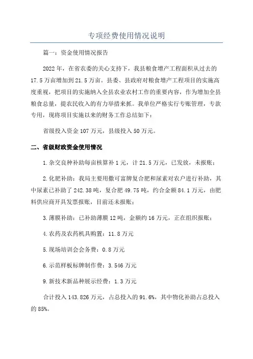 专项经费使用情况说明