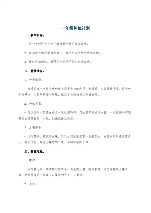 一年级种植计划