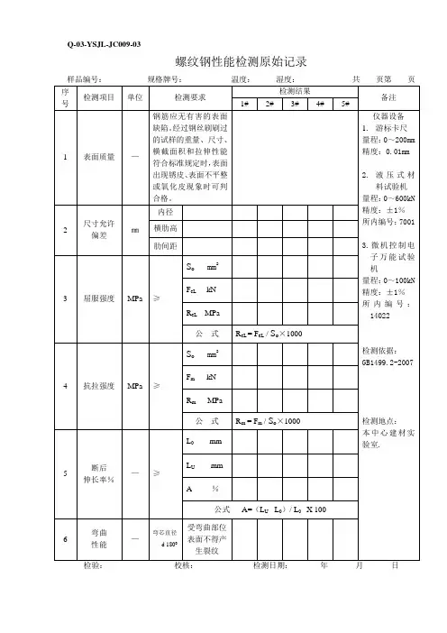螺纹钢、抗震钢筋(DOC)