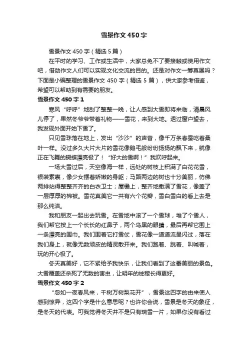 雪景作文450字（精选5篇）