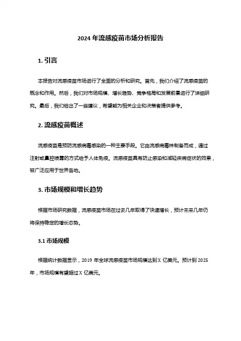 2024年流感疫苗市场分析报告