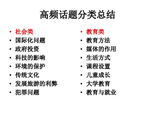 雅思作文常考话题分类构思 共60页PPT资料