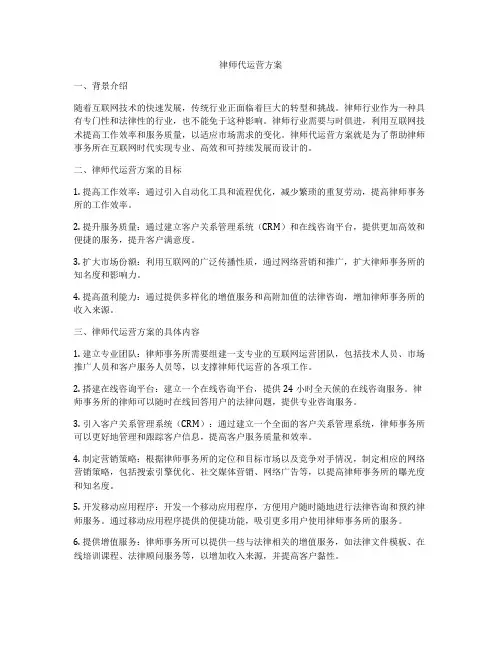 律师代运营方案