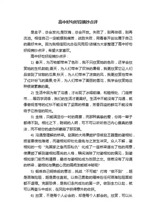 高中好句好段摘抄点评
