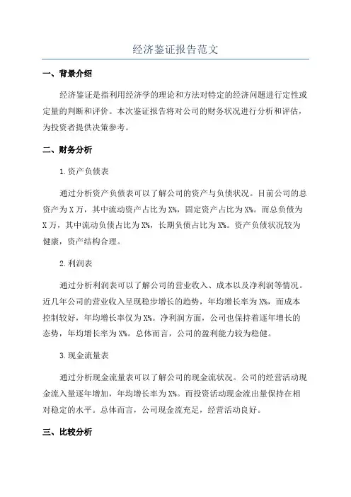 经济鉴证报告范文