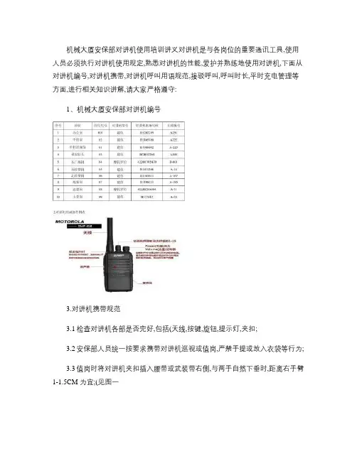 机械大厦安保部对讲机使用培训讲义.