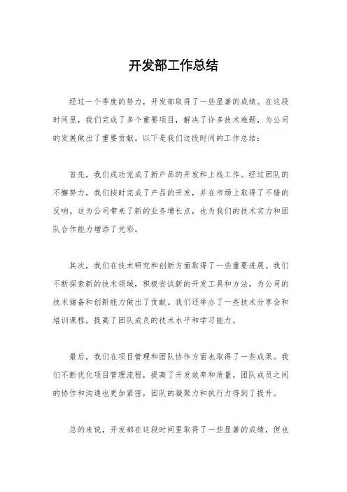 开发部工作总结
