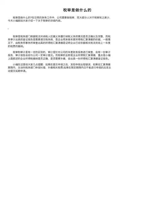 税审是做什么的