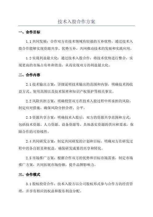 技术入股合作方案