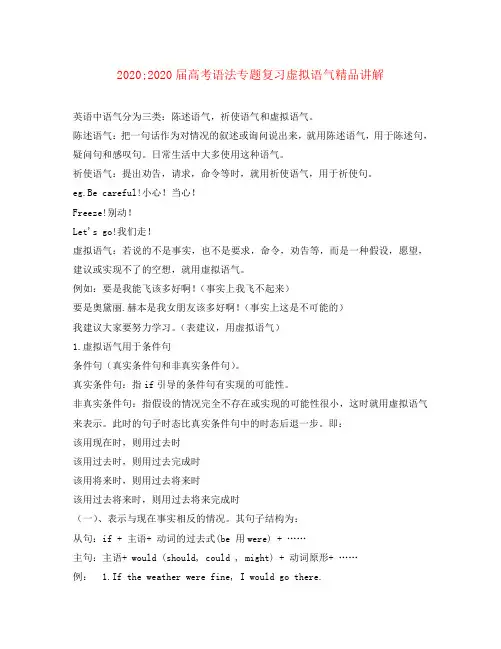 2020届高考语法专题复习 虚拟语气精品讲解