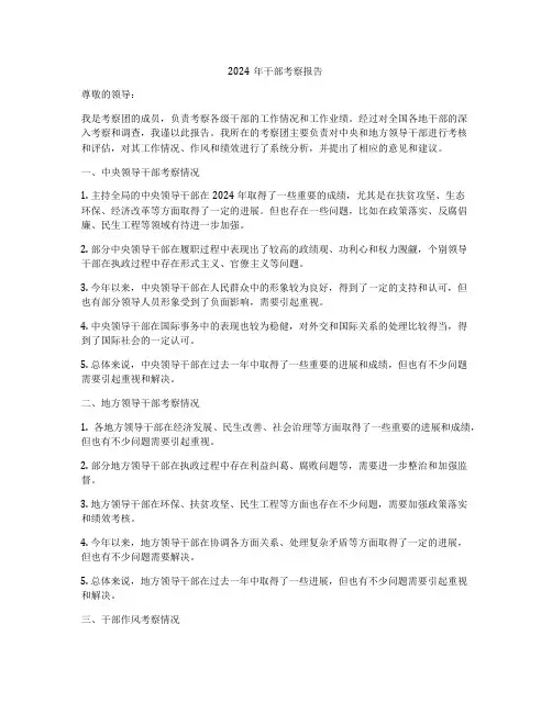 2024年干部考察报告