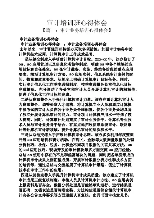 审计培训班心得体会