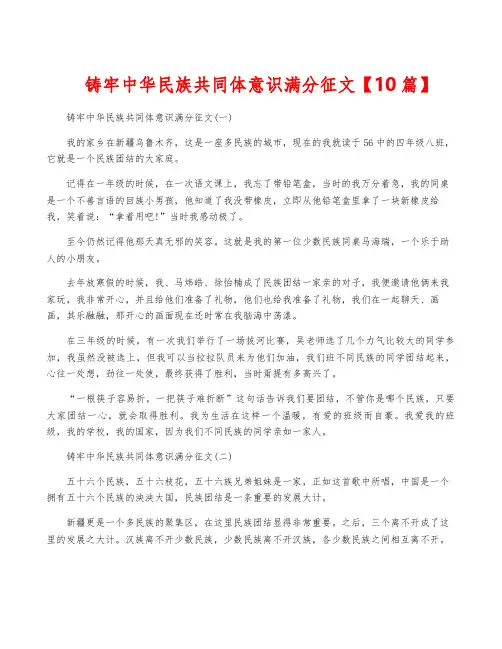 铸牢中华民族共同体意识满分征文【10篇】