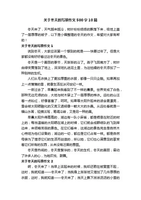 关于冬天的写景作文500字10篇