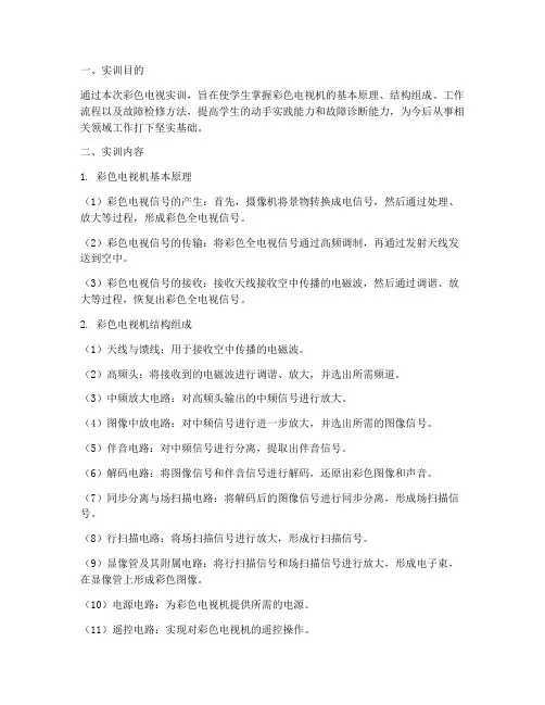 彩色电视实训报告