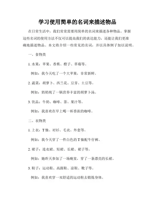 学习使用简单的名词来描述物品