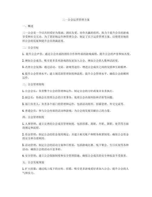 三一公会运营管理方案