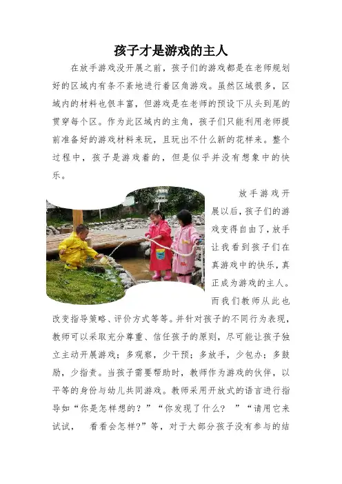 幼儿放手游戏感悟孩子才是游戏的主人