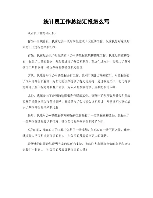 统计员工作总结汇报怎么写