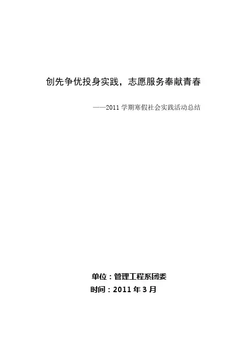 2011年寒假实践总结